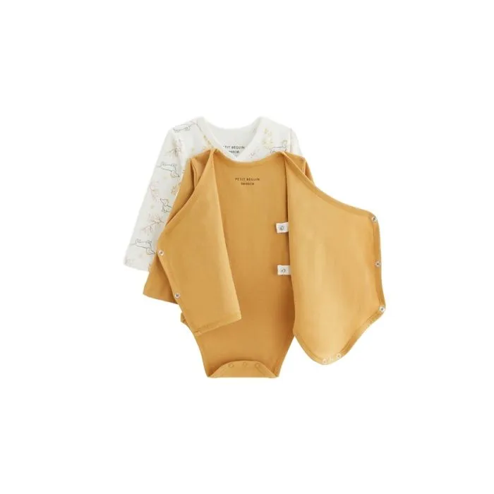 Lot de 2 bodies bébé - Émilie - Ouverture croisée - Couleur écru - Mixte - STANDARD 100 by OEKO-TEX®-3