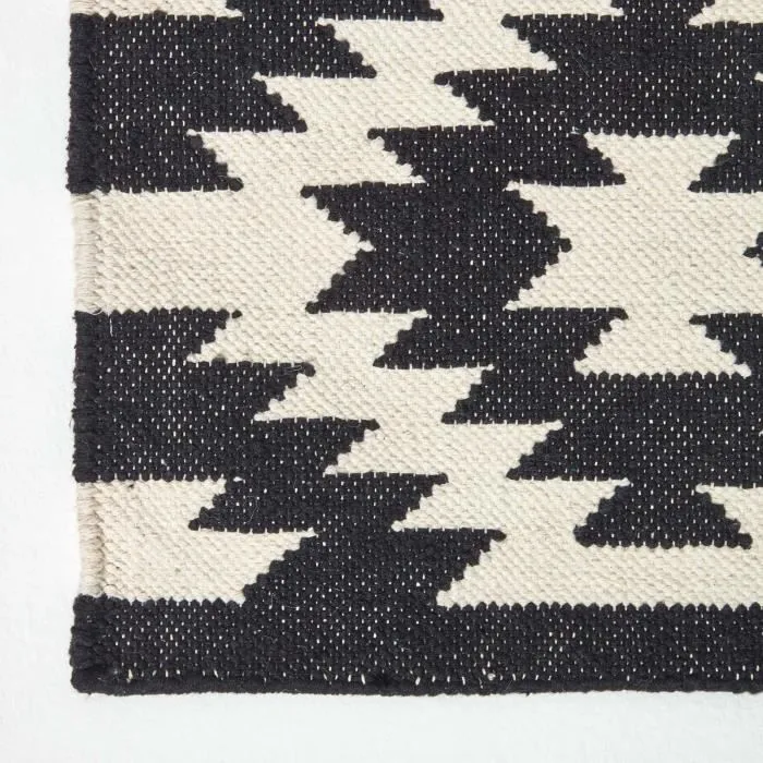 Tapis Kilim en coton à motif géométrique noir et blanc - Zurich - 90 x 150 cm-2
