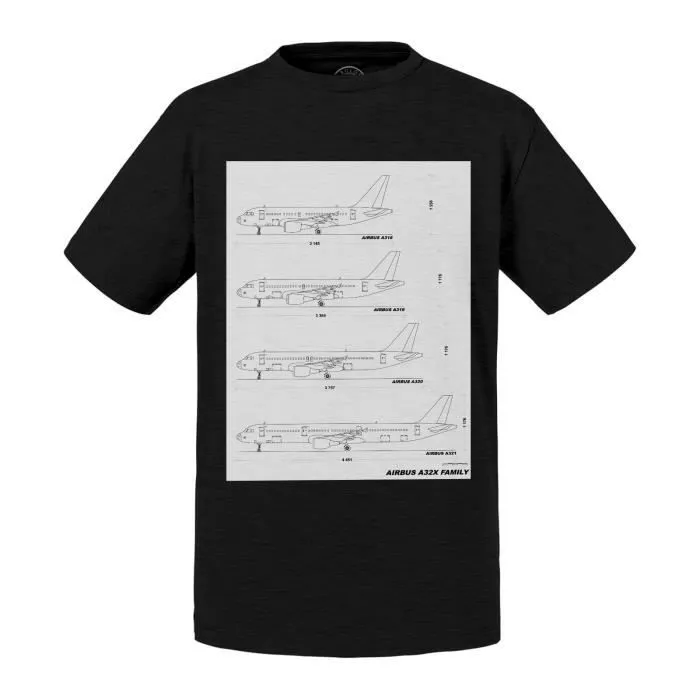 T-shirt Enfant Gris Airbus A32X Famille Dessin Industriel Coupe Avion-0