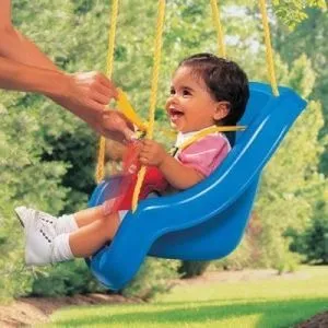 Balançoire 2-en-1 - Little Tikes - Siège bébé - Bleu - Sécurisée - Extérieur-0