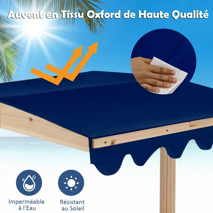 COSTWAY Bac à Sable en Bois de Cèdre - Toit Réglable,121 x 121 x 120 CM (L x l x H) Coins de Protection pour Maison, Jardin, Plage-2