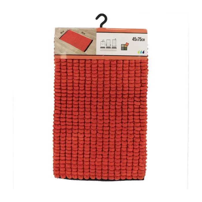 TENDANCE - Tapis de salle de bain Bicolore Terre de Sienne et Noir en Polycoton 45 x 75 cm Terre De Sienne-0