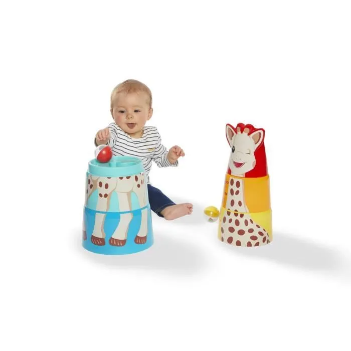 Jeu d'éveil 3 en 1 Sophie la Girafe - Tour magique de construction - VULLI - À partir de 10 mois - Plastique - Multicolore-6