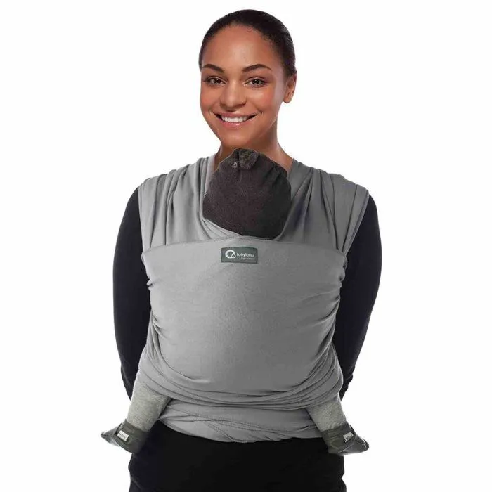 Echarpe de portage en coton biologique - Tricot Slen - Gris clair-0