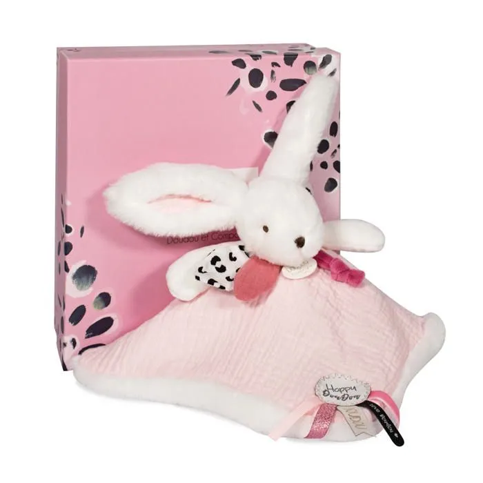 Doudou et Compagnie - Doudou Lapin -25 cm - Blanc/Rose-1