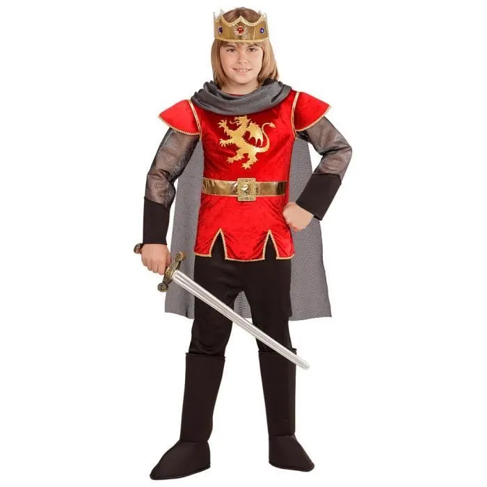 Déguisement Roi Arthur - Enfant - WIDMANN - Tunique, pantalon, couvre-bottes, couronne - 8 ans-0