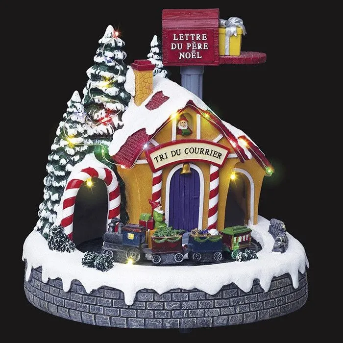 Village de noël animé et lumineux poste du père noël-0