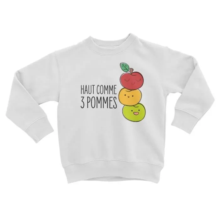 Sweatshirt Enfant Haut comme 3 Pommes Expression Fruits Enfant-0