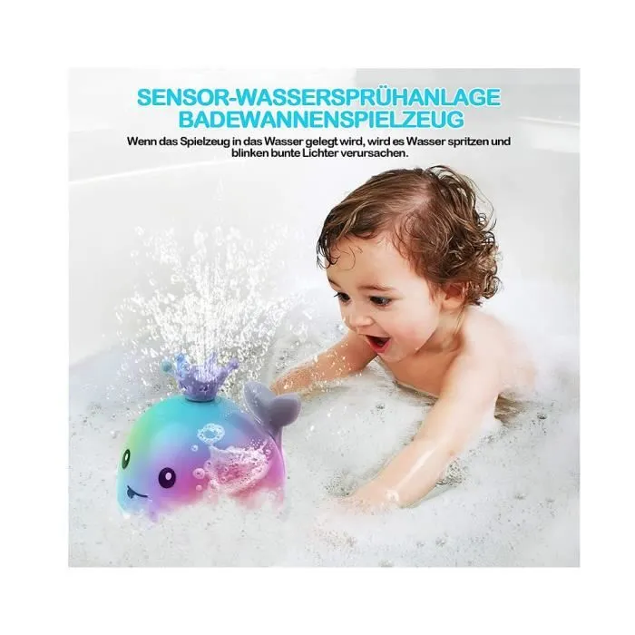 Jouet de bain, baleine - Motif éclaboussures d'eau - Jouet de bain électrique étanche - Système de pulvérisation d'eau automatique-2