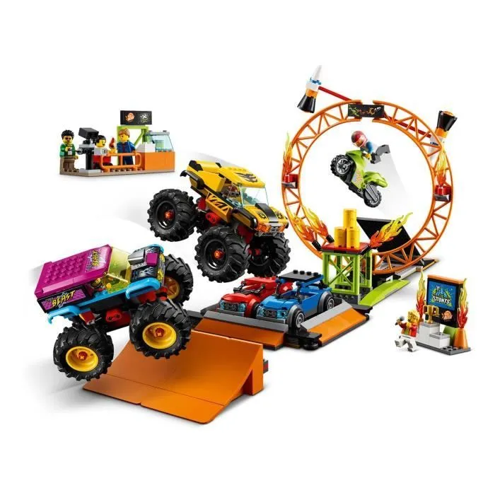 LEGO® 60295 City Stuntz L’Arène de Spectacle des Cascadeurs, 2 Monster Truck et Voitures Jouets, Moto à Rétrofriction, Cercle de-1