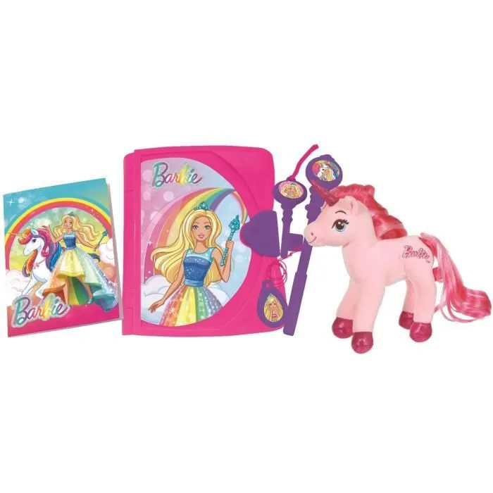 Journal Intime Electronique Barbie - LEXIBOOK - Effets Lumineux et Sonores - Accessoires et Peluche Licorne-0