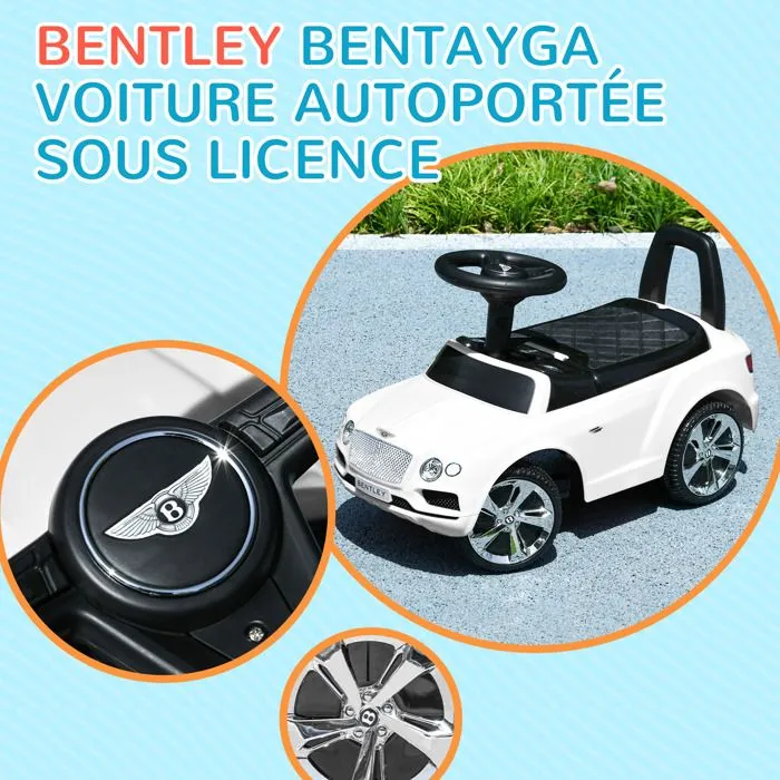 Porteur trotteur enfants - AIYAPLAY - voiture licence Bentley Bentayga 18-36 mois coffre - klaxon - 67 x 29 x 39 cm blanc-4
