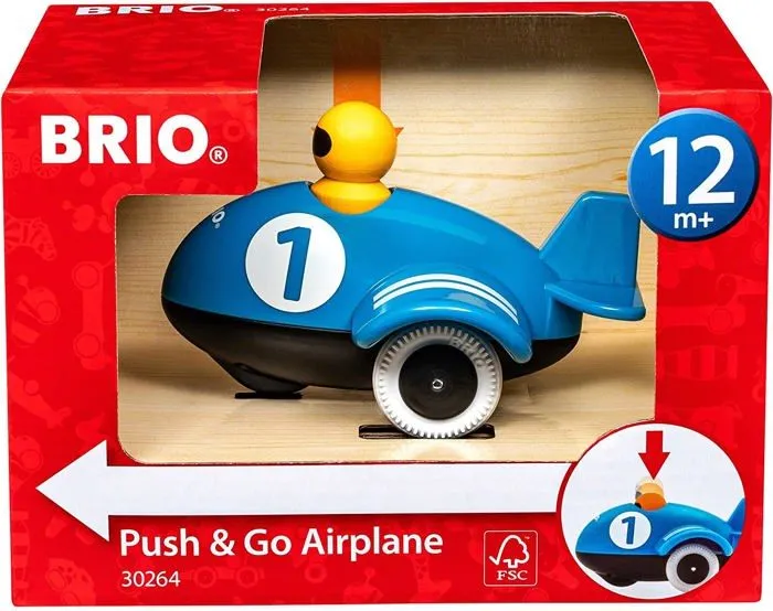 Jouet en bois BRIO - Avion Push & Go - Bleu - Pour enfant de 12 mois et plus-1