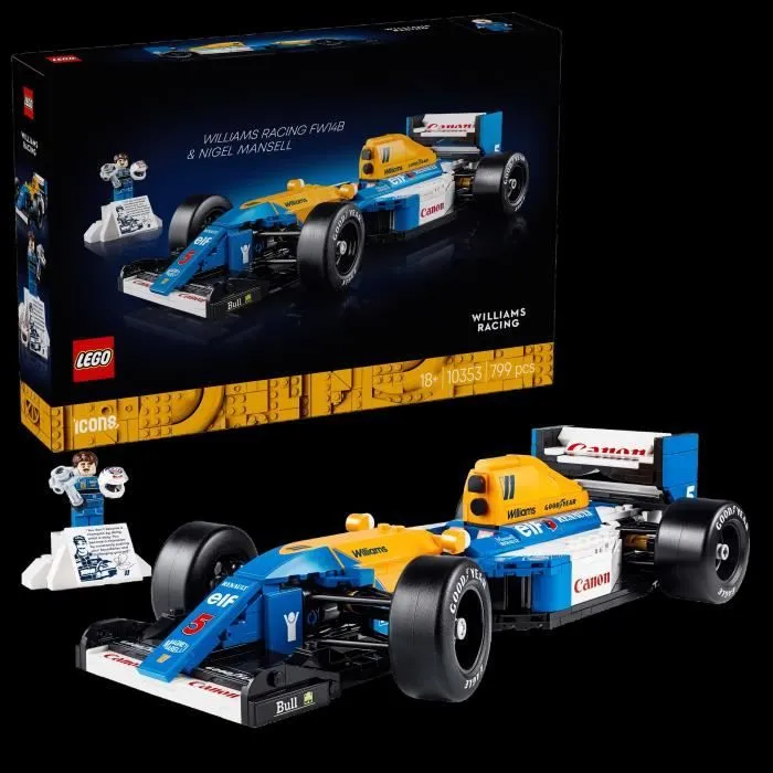 LEGO Icons 10353 Williams Racing FW14B et Nigel Mansell - Voiture de course F1 pour adulte-0