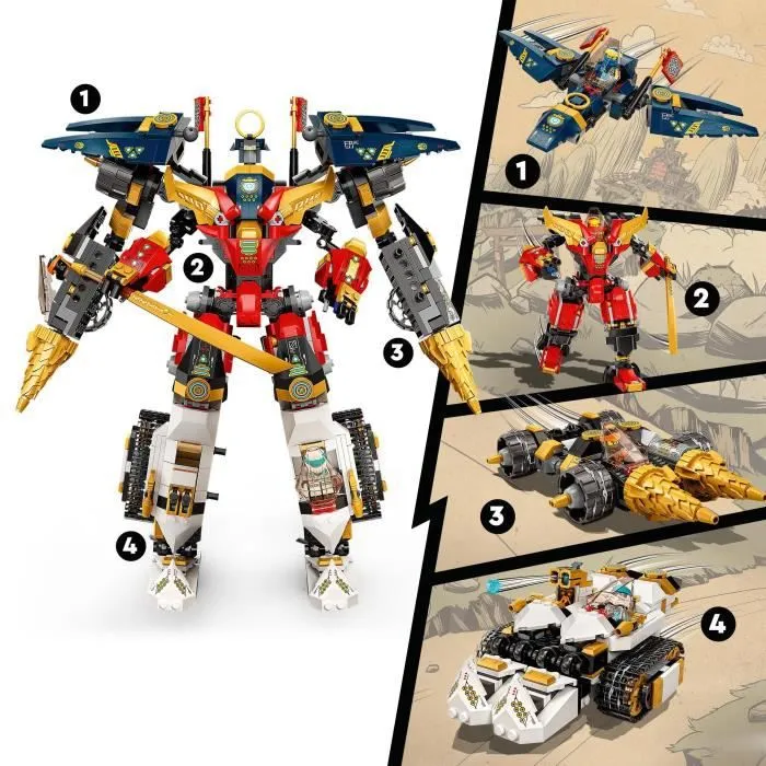 LEGO® 71765 NINJAGO Le Robot Ultra Combo Ninja 4 en 1, Voiture, Jet, Tank et 7 Minifiguresavec bannière à collectionner-2