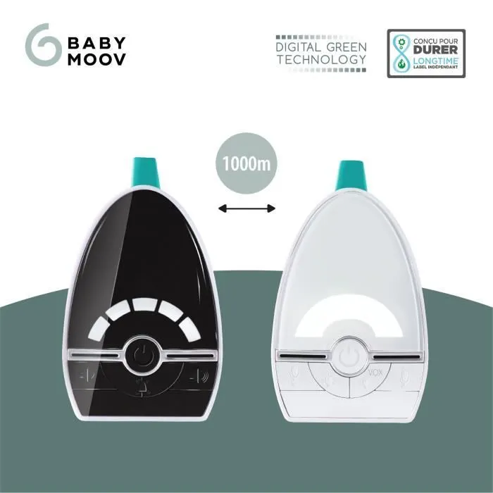 Babymoov Babyphone Audio Expert Care - Portée 1000 m - Labellisé Long Time - Faible Emission d'ondes-2