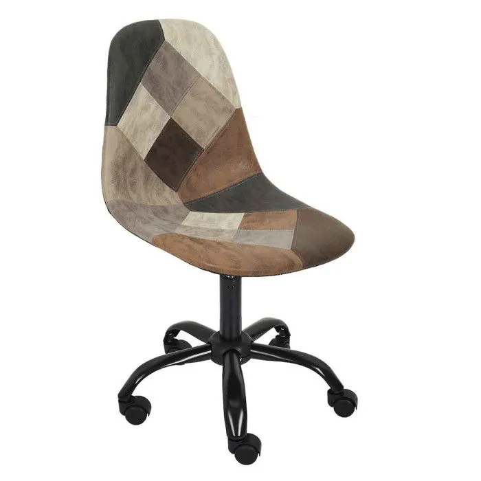 Chaise de Bureau "Patchwork" 78cm Marron & Noir-3