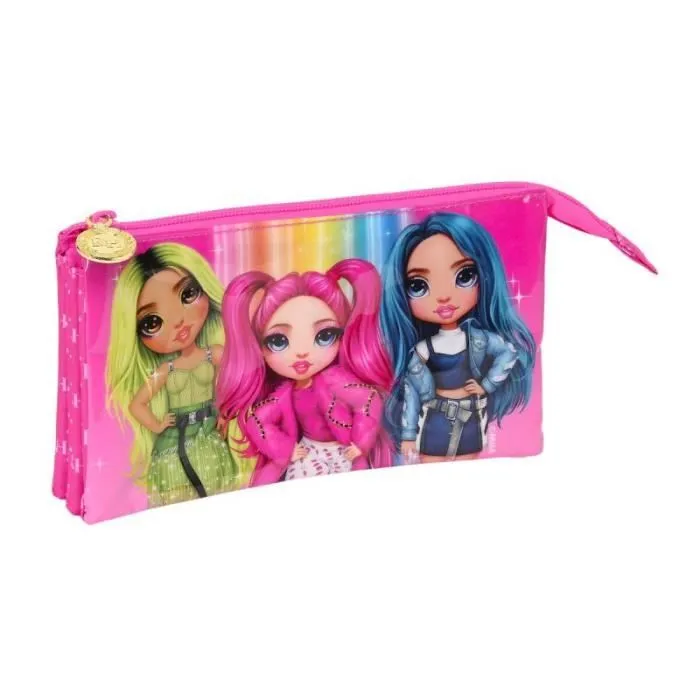 Trousse d'écolier - Rainbow High - Fuchsia - 22 x 12 x 3 cm - 3 Compartiments - Zippée-0