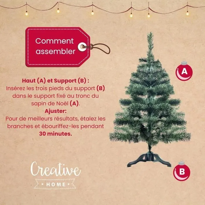 Creative Home Sapin de Noel Artificiel | Taille : 120 cm | Decoration Noel | Sapin de Noël Artificiel Vert Foncé | Support Stable-3