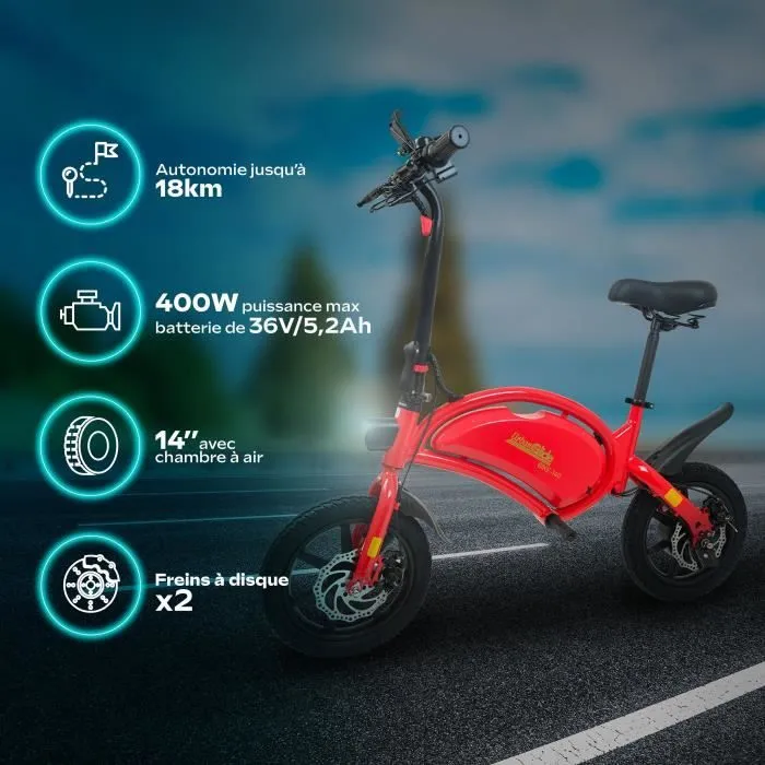 Draisienne électrique - URBANGLIDE - BIKE 140 RED - 36V - 350W - Pneus 14" - Autonomie 18KM - Vitesse max 25KM/h-1