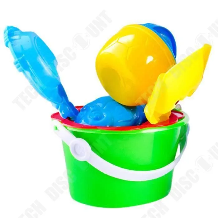 TD® Lot de 6 Pièces de jouets de plage pour enfants château seau pelle râteau en plastique outils pour enfants-Château de sable Joue-1