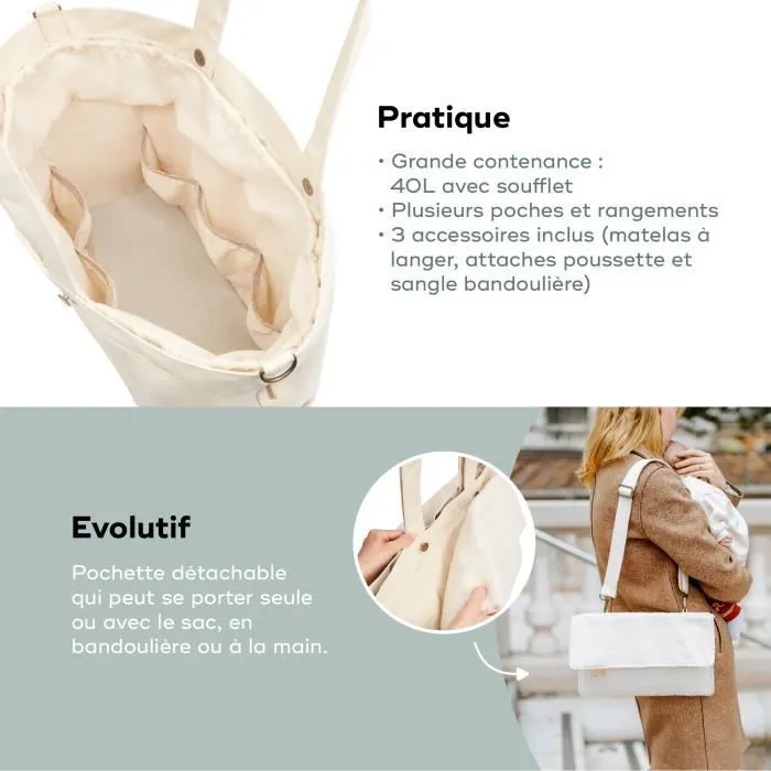 Babymoov Sac (à langer) Tote Bag - Sac Cabas Grand Format de 35L (40L avec souflet) - Multiusages, Sherpa-3