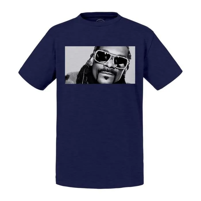 T-shirt Enfant Bleu Snoop Dogg Lunettes Style Rap Hip Hop Producer Legende-0