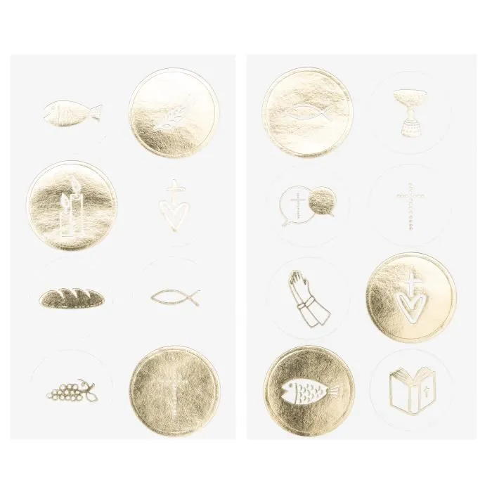 Stickers - RICO DESIGN - Fêtes chrétiennes - Effet foil doré - Lot de 32 pièces - Décoration de fête-0