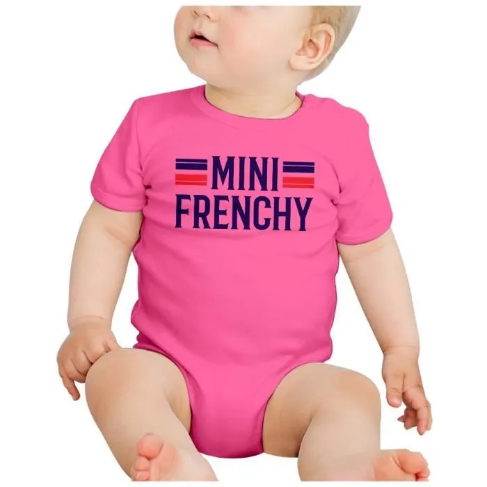 Body Bébé Manche Courte Rose Mini Frenchy France Style Classe-1