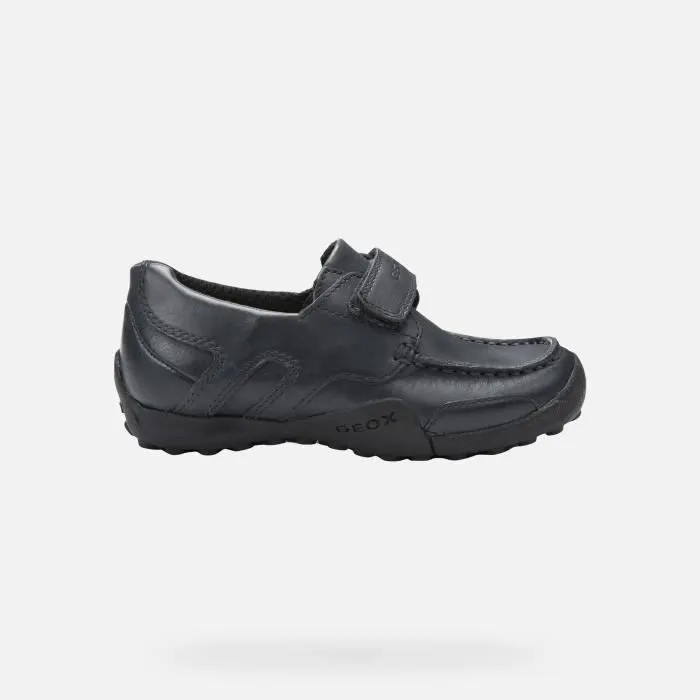 Mocassins Geox JR W.SNAKE MOCASSINO pour garçon en cuir bleu marine-1