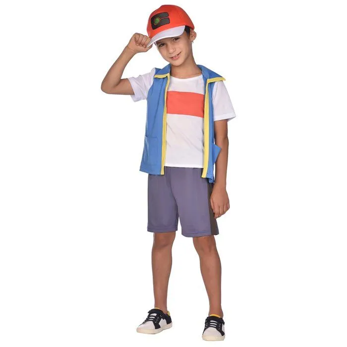 Déguisement Ash Ketchum junior en polyester blanc - AMSCAN - Licence Pokémon-0