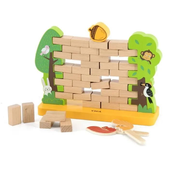 Jeu d'agilité en bois pour enfant - Viga Toys - Mur de 44 pièces - Mixte - Marron, vert et orange-0