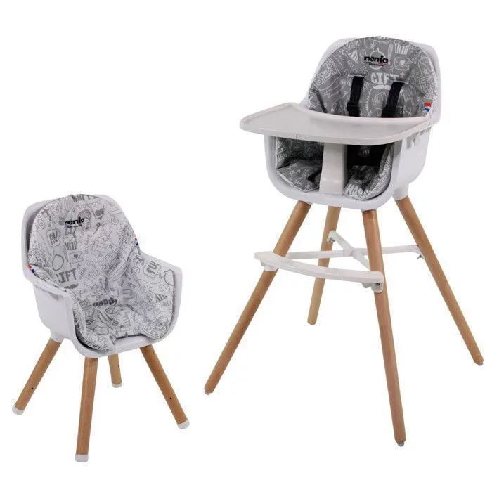 Chaise Haute  evolutive - Dès 6 mois jusqu'à 5 ans - Coussin réversible - Plateau réglable-0