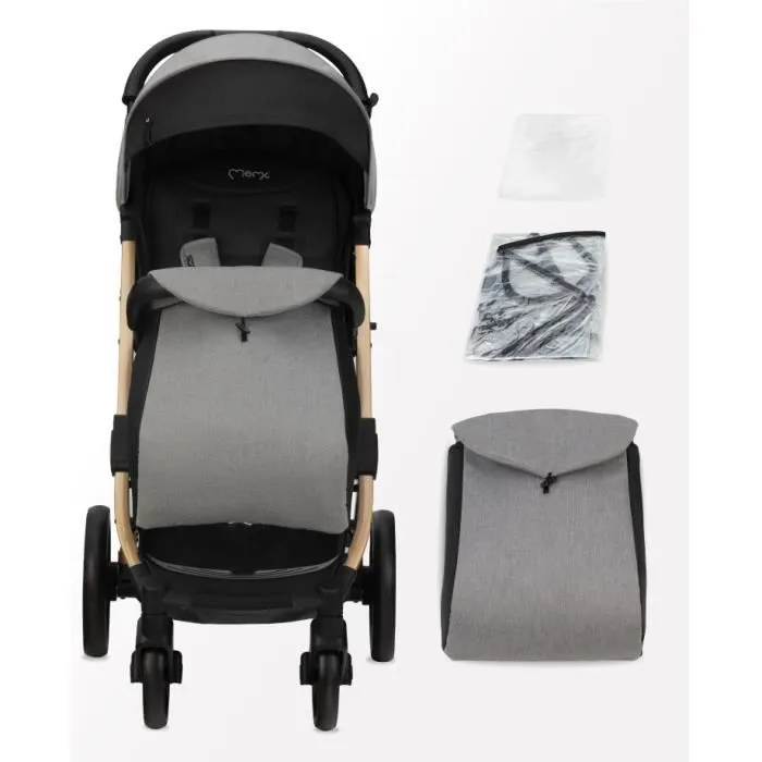 Poussette bébé Citadine Ultra Compacte MOMI Estelle Dakar - De 0 à 36 mois - Jusqu'à 22kg - Gris-1