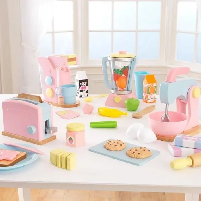 Set Café en Bois Kidkraft - Couleurs Pastel - Dinette pour Enfant-4