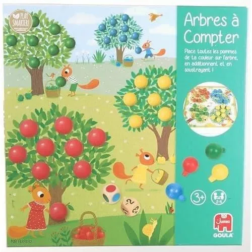 Jeu éducatif - GOULA - Arbres à compter - Pommes en bois et dés-4