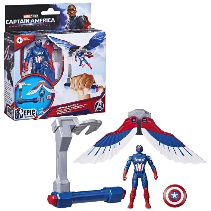 Figurine Captain America Commandes de vol, Marvel Epic Hero Series Captain America: Brave New World, dès 4 ans-1