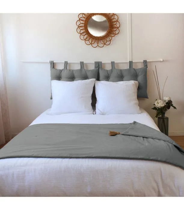 Edredon à Pompons matelassé 90 x 190 cm Gris - Taille: 90x190cm - Coloris: Gris-0