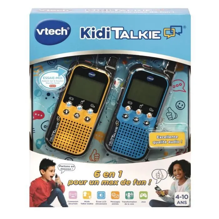 Talkie Walkie VTECH Kidi Talkie - Bleu & Jaune - 6 en 1 pour des heures de jeu et de fun-2