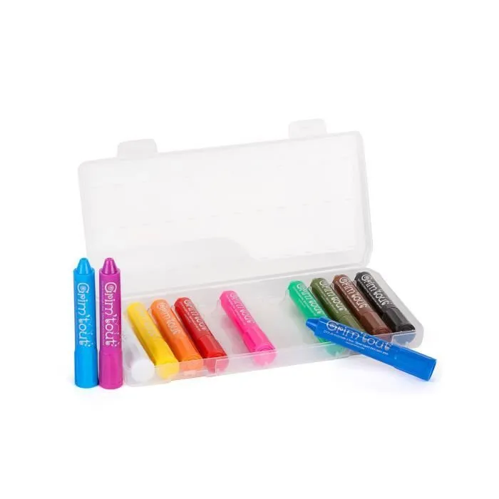 Crayons de maquillage - Grim'tout - Lot de 12 - Multicolore - À l'eau - Sans parabène-1