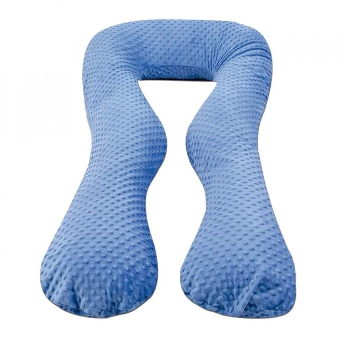 Coussin Grossesse/Allaitement - Forme en U - Bleu - Déhoussable - Lavable en Machine-0
