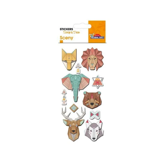 Autocollants en relief à dorures- Origami Animaux-1