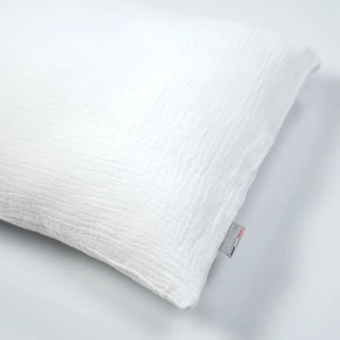 Housse en gaze de coton pour traversin plat Jeanne 90 cm Blanc-2
