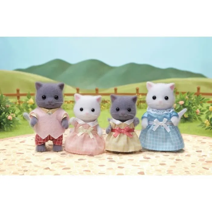 SYLVANIAN FAMILIES - Famille chat persan - 4 personnages articulés et habillés - Pour enfants à partir de 3 ans-1