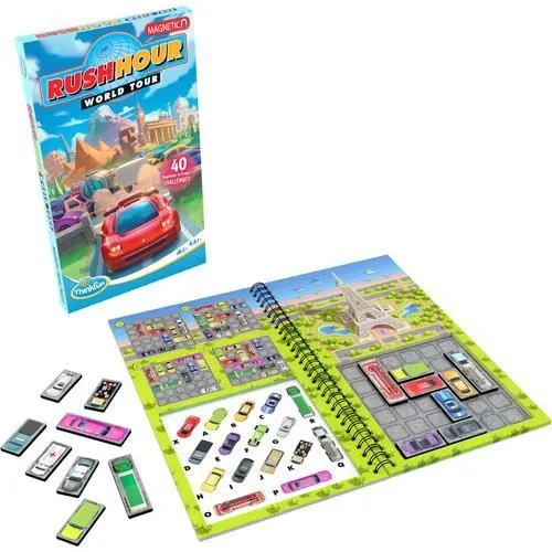 Rush Hour World Tour, 40 défis, Jeux de logique magnétique, 1 Joueur, à partir de 8 Ans, Version voyage, 76544, Ravensburger-0