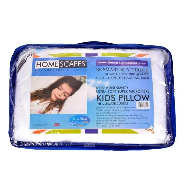 Oreiller enfant - HOMESCAPES - 40 x 60 cm - Hypoallergénique - Respirant - Lavable en machine-0