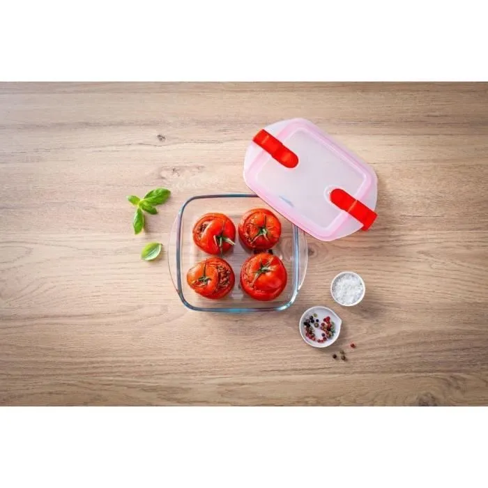 Boîte rectangulaire avec couvercle - PYREX - 1451021 - 20 x 17 cm - 1 L - Cook & Heat - Base en verre borosilicate-1