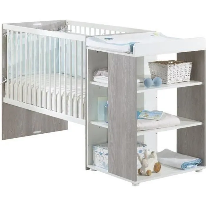 Lit bébé Combiné Evolutif BABYPRICE SITTA - Couchage 60 x 120 cm - Transformable en lit 90 x 190 cm-0