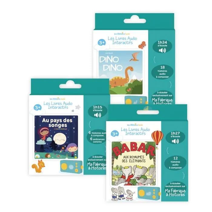 Lunii - Pack 3 livres audio interactifs pour enfant dès 3 ans - A écouter sur la conteuse interactive Ma Fabrique à Histoires --0