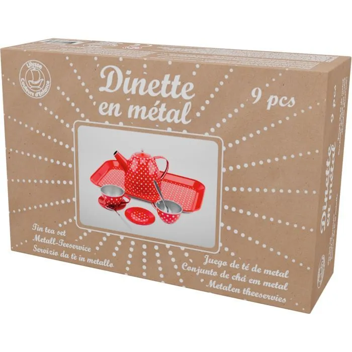 Ulysse - Dinette en métal rouge à pois-5